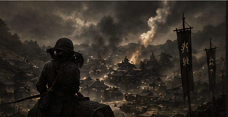 Sengoku period civil war scene — political chaos that shaped ninja history