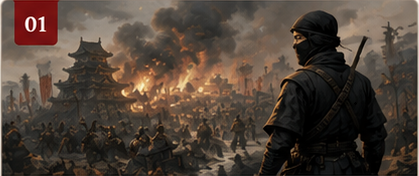 Tensho Iga War battle scene — Oda Nobunaga vs Iga ninja 1581